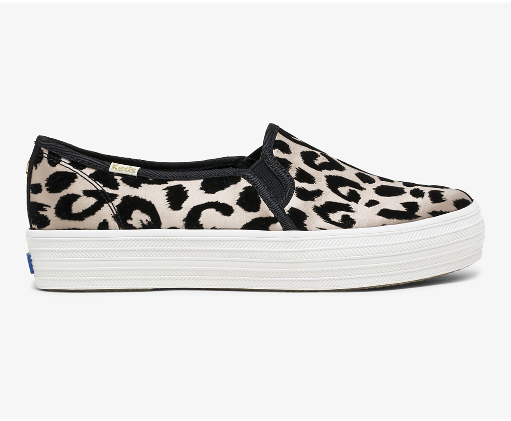 Slip Ons Keds Femme Leopard - Kate Spade New York Triple Decker Flocked Leopard - 926-GLTJVZ